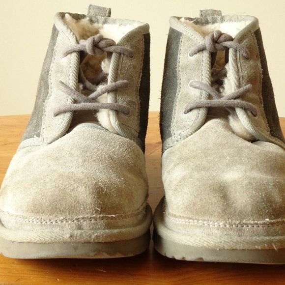 Unisex UGG NEUMEL Suede Lace Up Ankle Boots 1017320K Gray Size 6 Kids - Picture 7 of 12